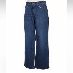 Abercrombie & Fitch Women's Straight Leg Jeans in Dark Blue Denim